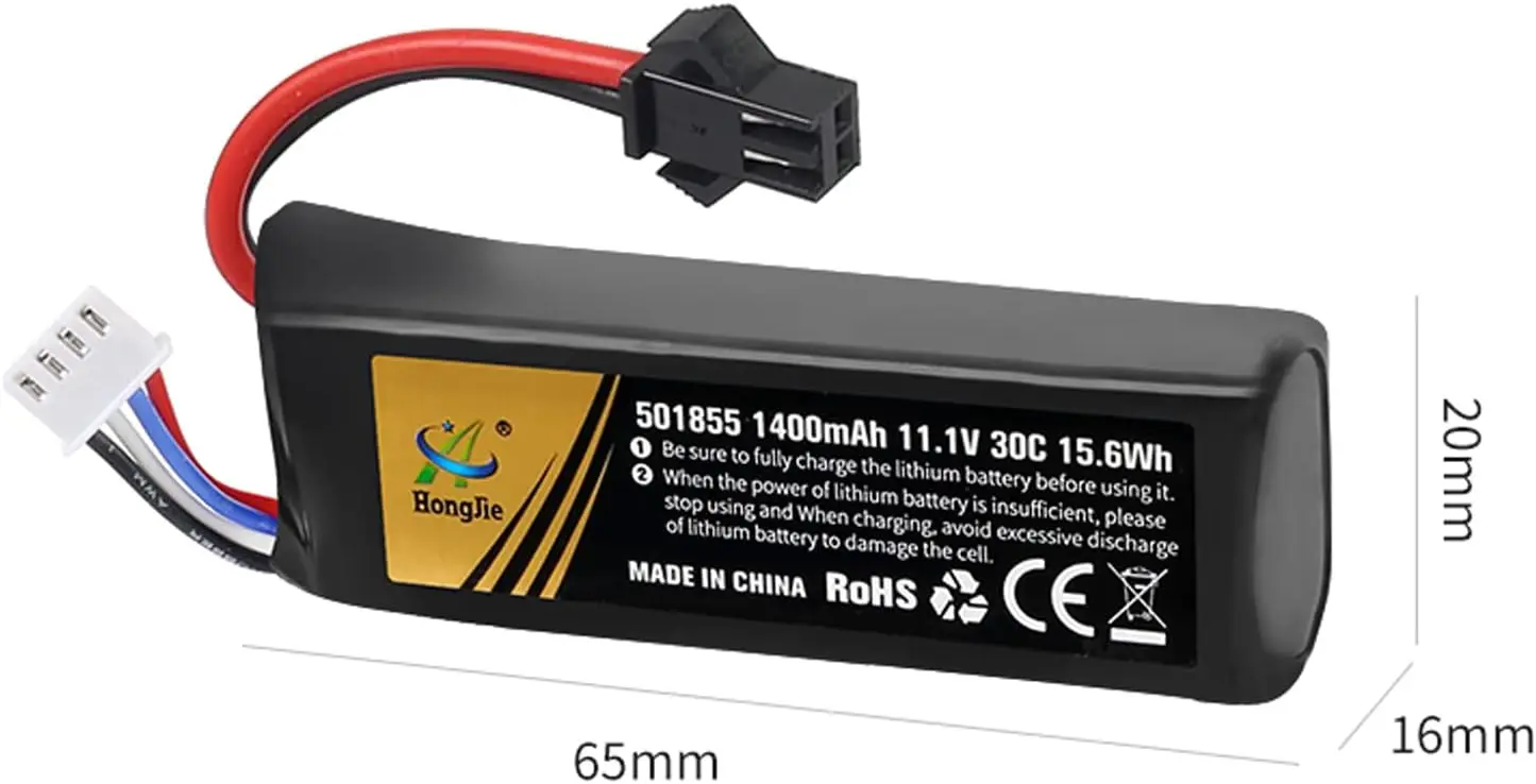 11.1V 1400mAh 30C LiPo Battery drone for Airsoft Guns Airsoft Rifle Model splatrball with USB SM2P to T plug,SM2P to Tamiya plug