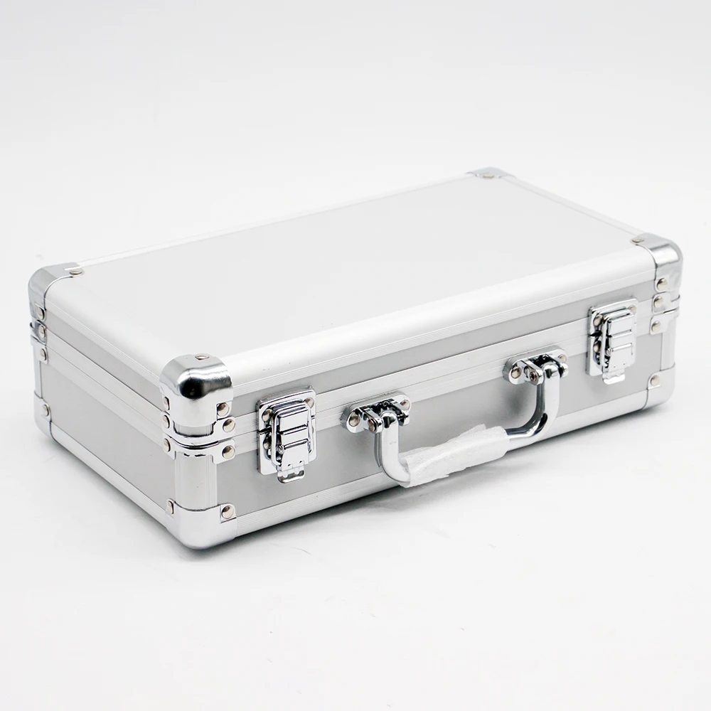 Silver Hard Aluminum Carrying Case with Removable Lid and Safety Lock, Custom