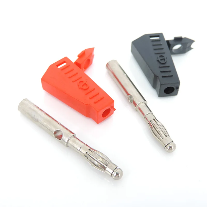 4mm Banana male Plug Safety Retractable Stackable Solder In line DIY assembly Test leads connectors red black v