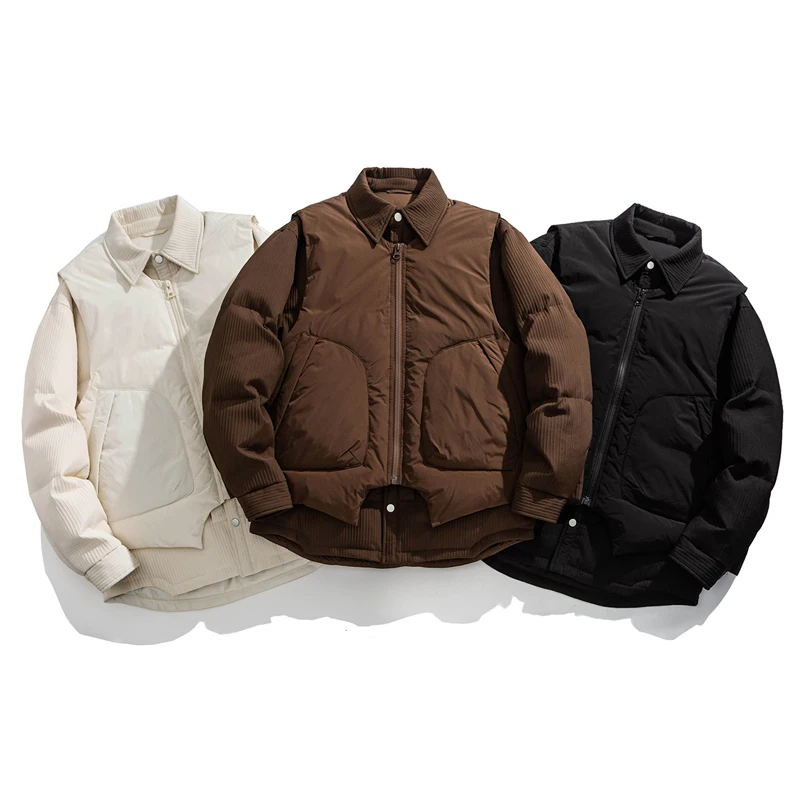 Tiling ANGN winter new three-color mix two-piece couples warm cotton-padded jacket down jacket