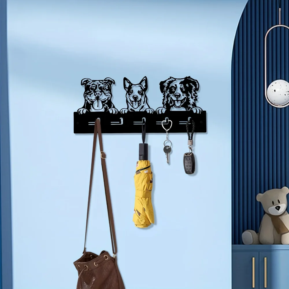 Cute Dog Wall Mounted Key Hook, Wall Mounted Key Holder, Metal Wall Hanging Wall Hook, Aesthetic Room Decor Towel Rack