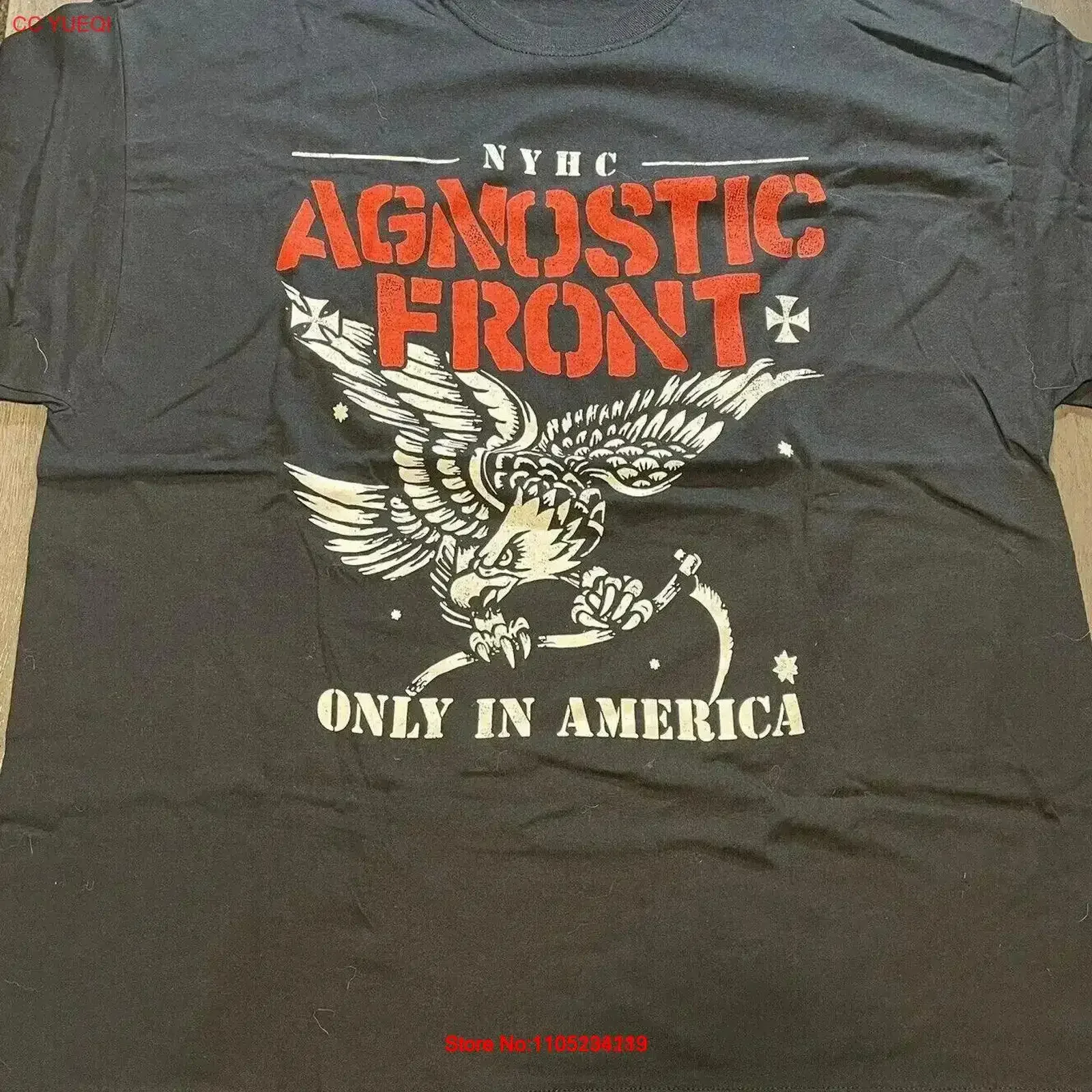 

Хлопковая футболка Agnostic Front Only in America AdulT, все размеры ZL626, винтажный мытый эластичный мягкий топ для повседневной носки, homme