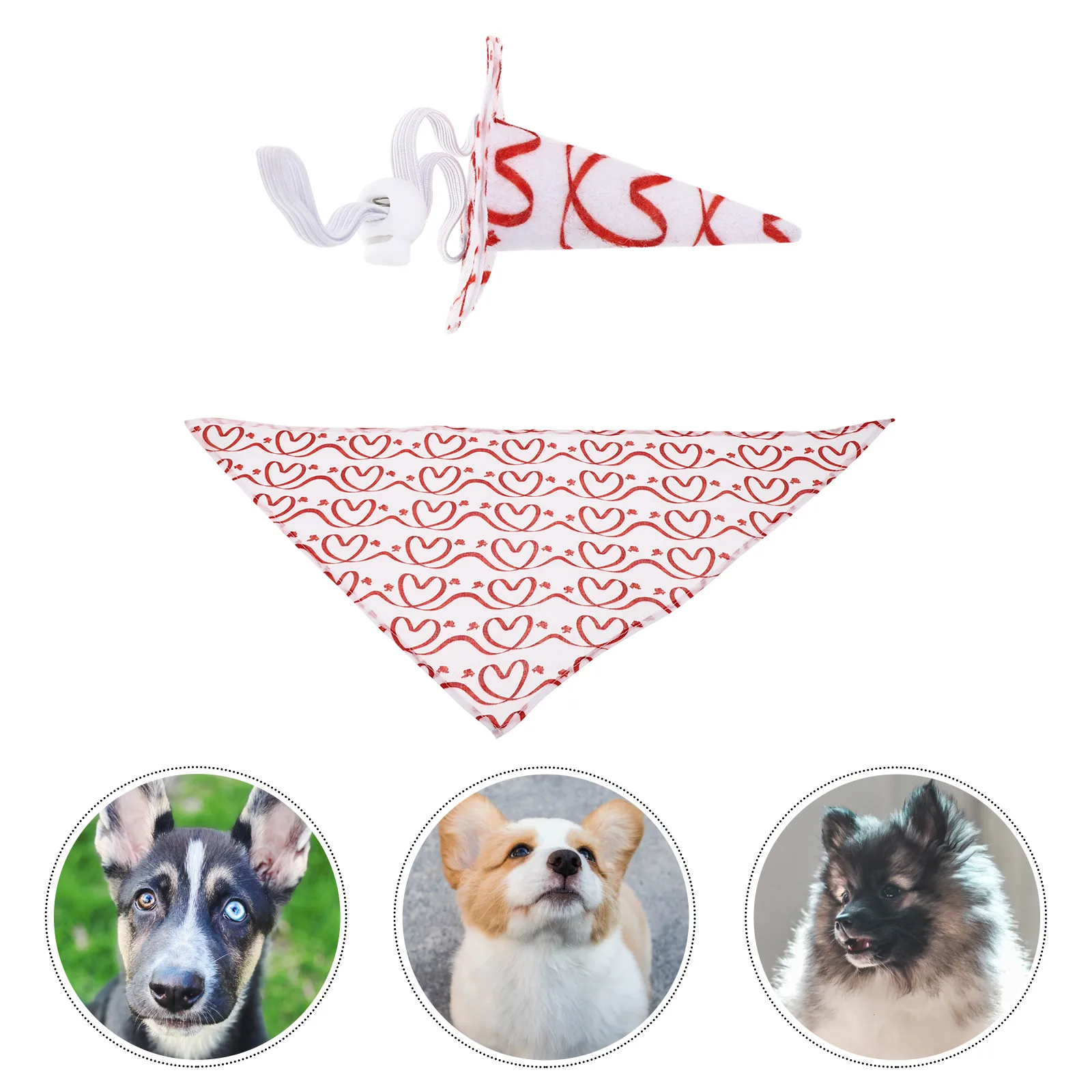 

Pet Hats Set Small Dog Outfits Decorative Hat Triangle Scarves Saliva Towels Cats Valentine's Day Decor Dogs Decorative Hat Pet