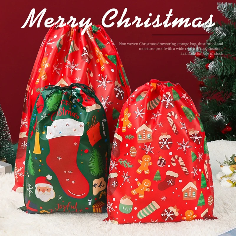 2026 السنة الجديدة 30x40 40x55 سنتيمتر سانتا كلوز الحقيبة غير المنسوجة ، حفلة عيد الميلاد كيس الحلوى ، عطلة احتفالية هدية الرباط حقيبة نافيداد #4