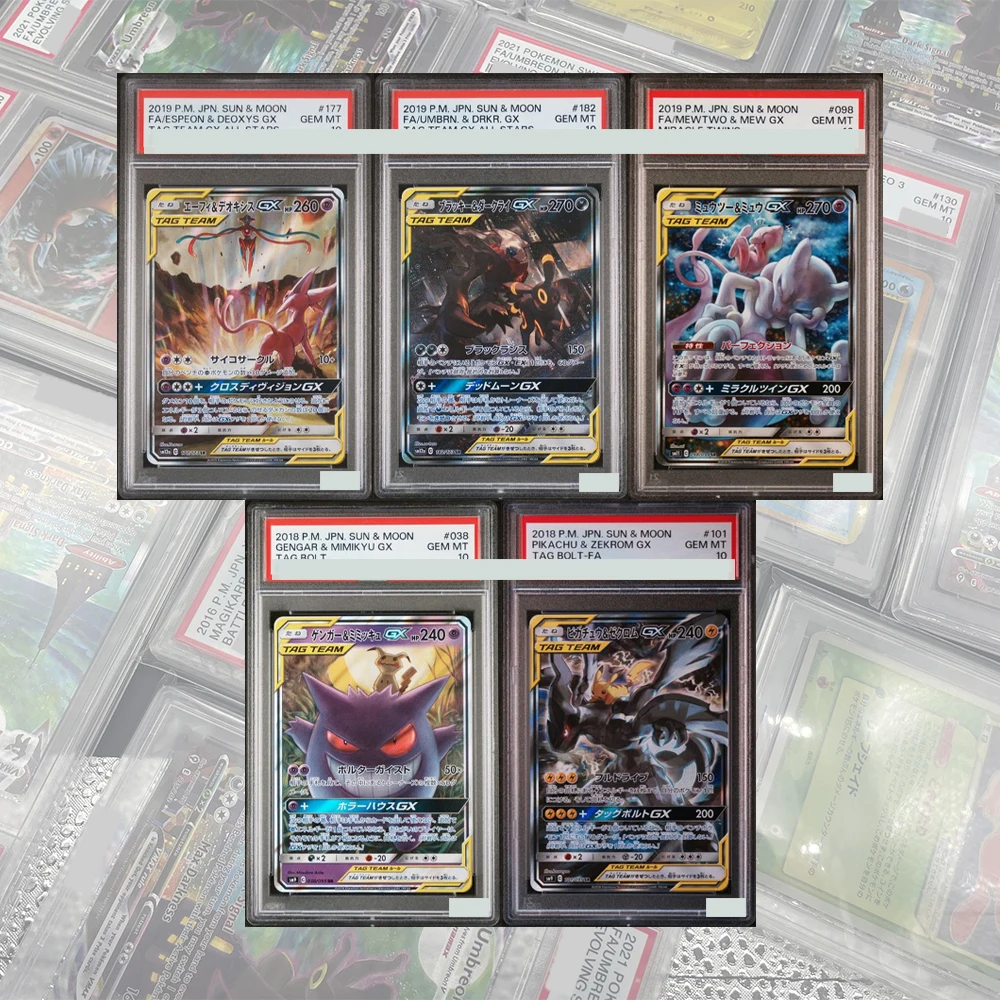 Diy Proxy Ptcg Mewtwo&mew Graded Collection Card Gx 098/094 Miracle Twins Alternate Art Japanese Holographic Labels Child Gifts