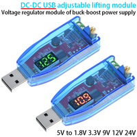 DC-DC USB adjustable step-up/down power supply regulator module 5V to 3.3V 9V 12V 24V DP red light green light