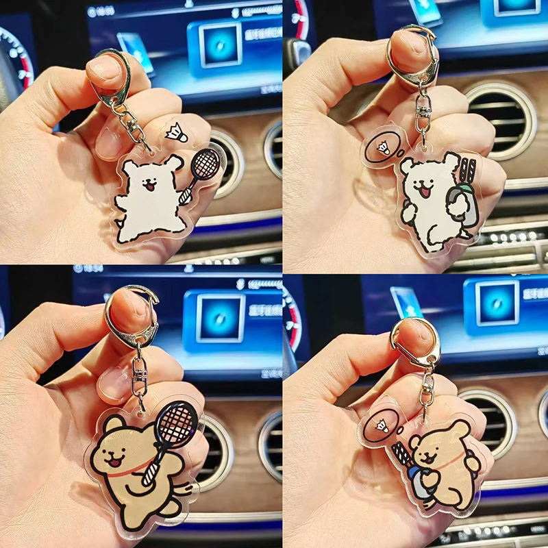 Cute Cartoon Acrylic Puppy Dog Keychain Fun Cartoon Cute Schoolbag Pendant Accessories Small Gift