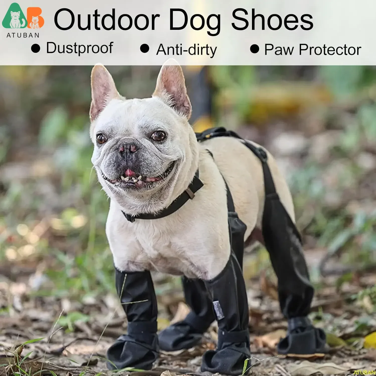 ATUBAN Waterproof Dog Boots Anti-Slip Dog Shoes with Rugged Rubber Sole, Pet Paw Protector for Small Medium Dogs.