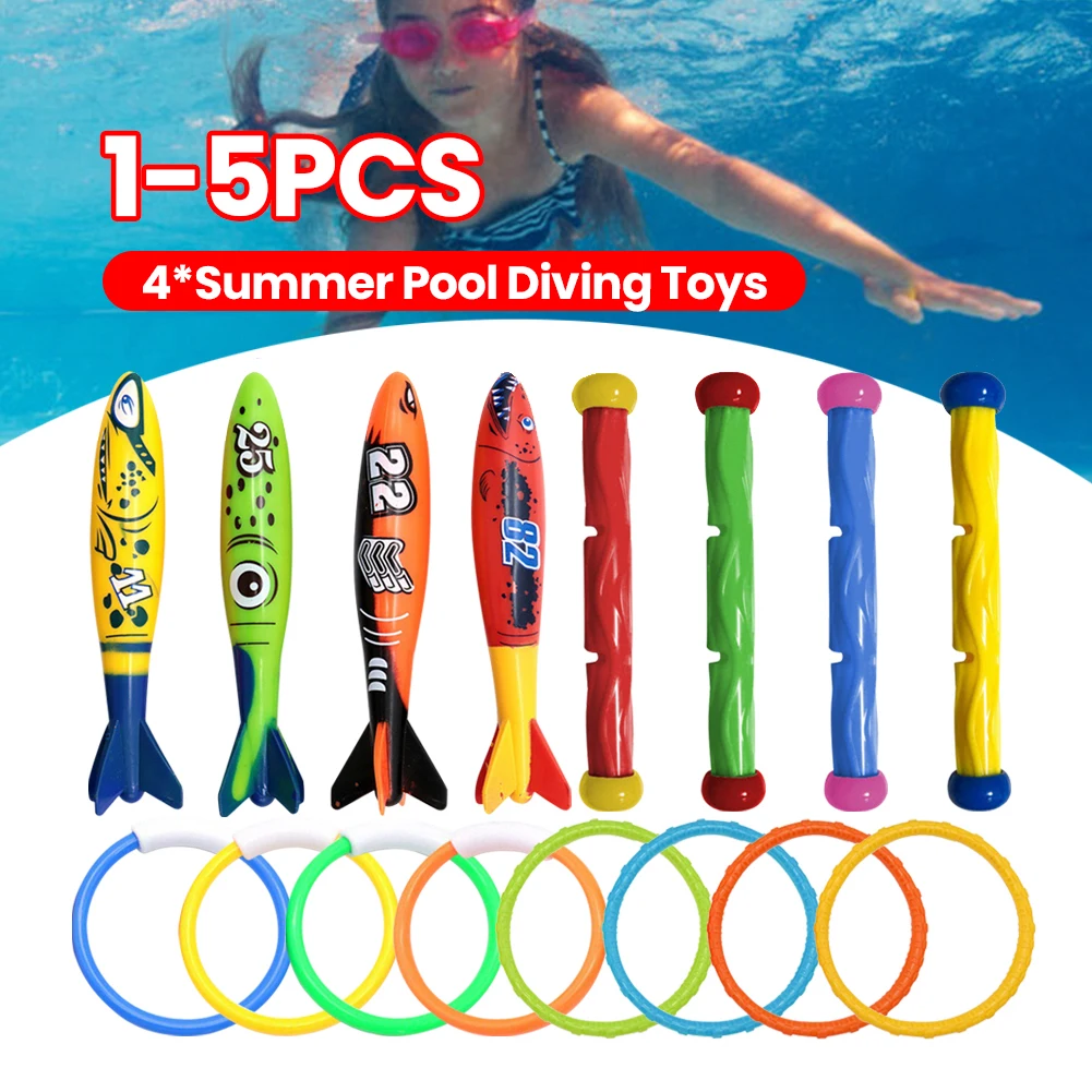4 Uds. Piscina de verano para buceo, piscina de dibujos animados Multicolor que se hunde, lanzamiento creativo, agua de buceo para niños y niñas