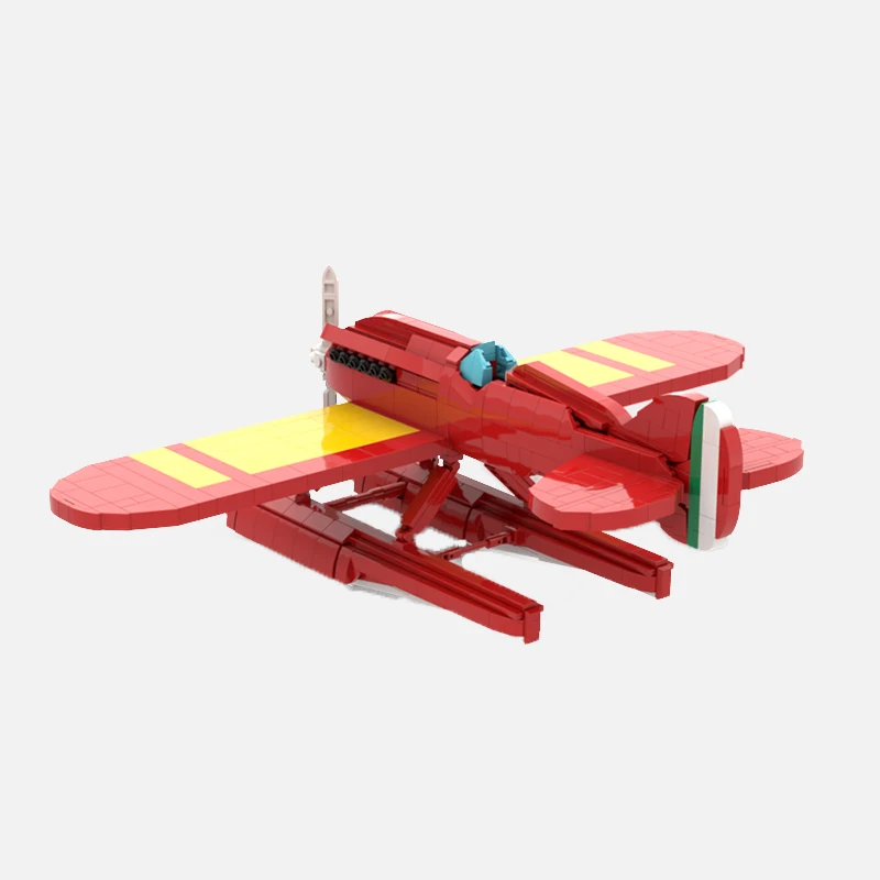 Italiaanse Macchi M.39 Fighter MOC-bouwstenen - Assemblagemodel uit de militaire serie met technische stenen DIY-montagespeelgoedset