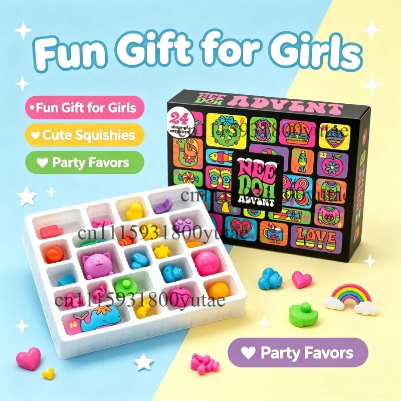Christmas Advent Calendar Blind Box Needoh Nice Cube Squish Fidget Toy Sensory Stress Relief Anti‑Anxiety Xmas Gift