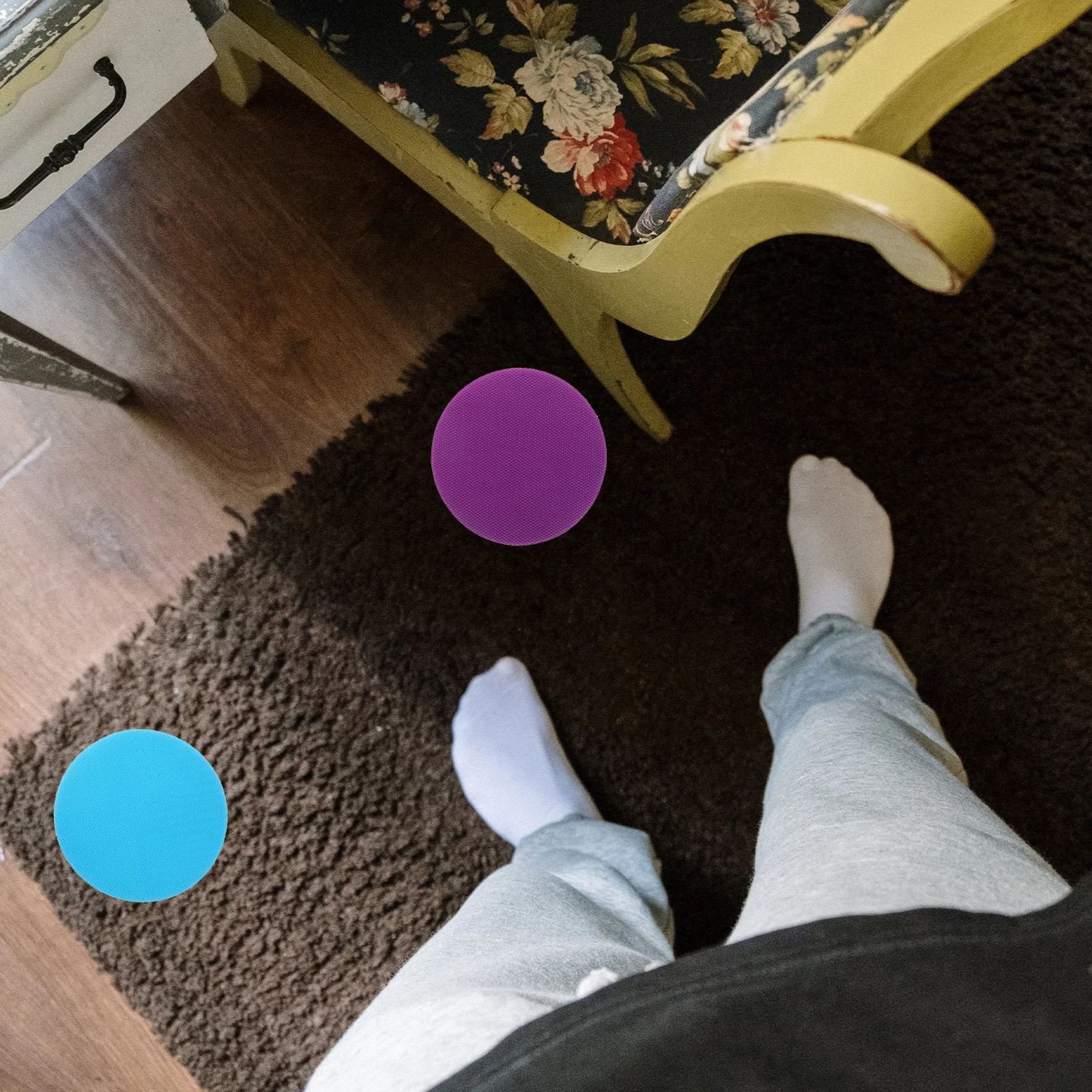 30 pezzi 10 cm pennarelli rotondi per tappeti adesivi circolari appiccicosi per giochi per bambini attività in classe etichette spot per allenamento a casa riutilizzabili