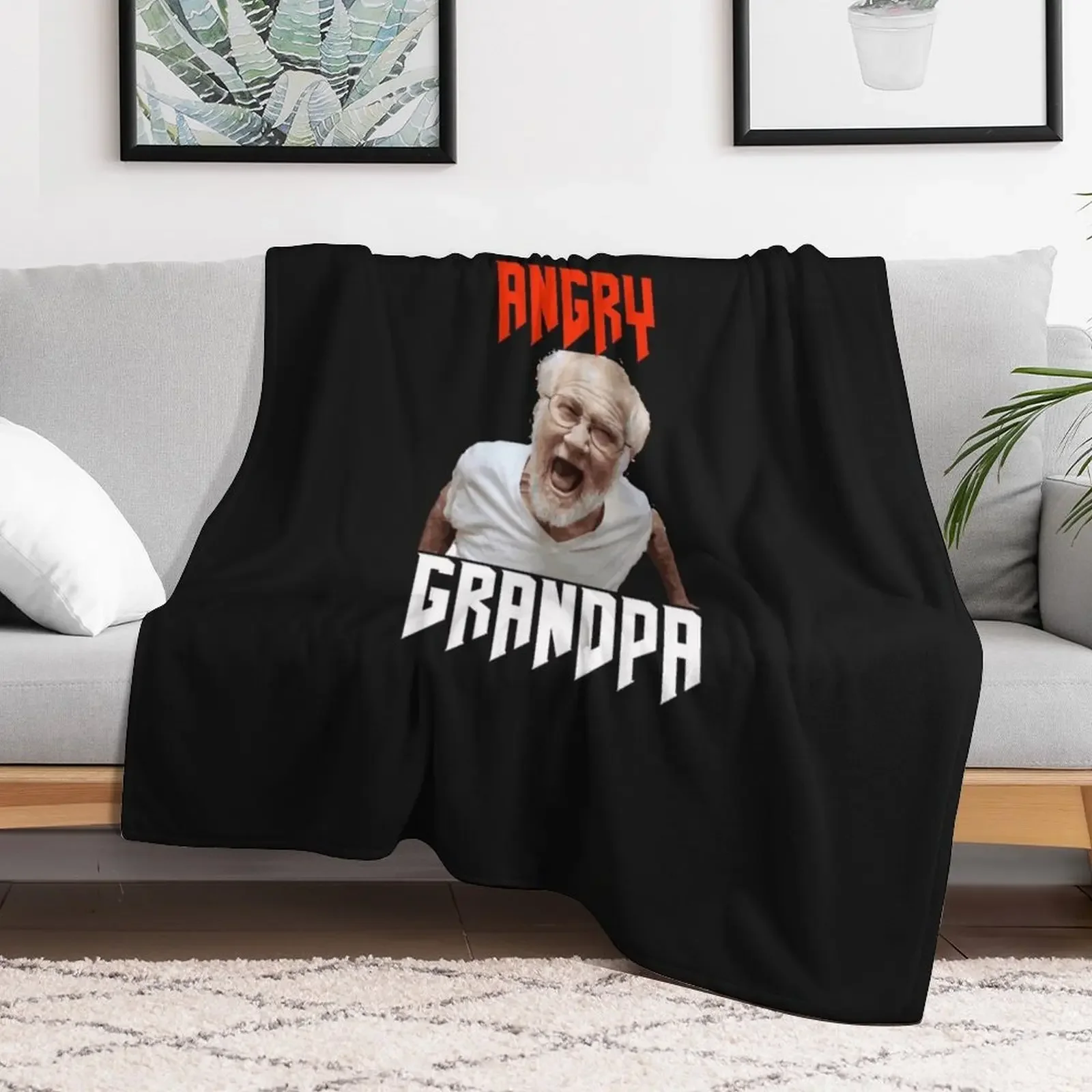 angry grandpa Throw Blanket Vintage warm winter Decorative Sofa Flannel Blankets