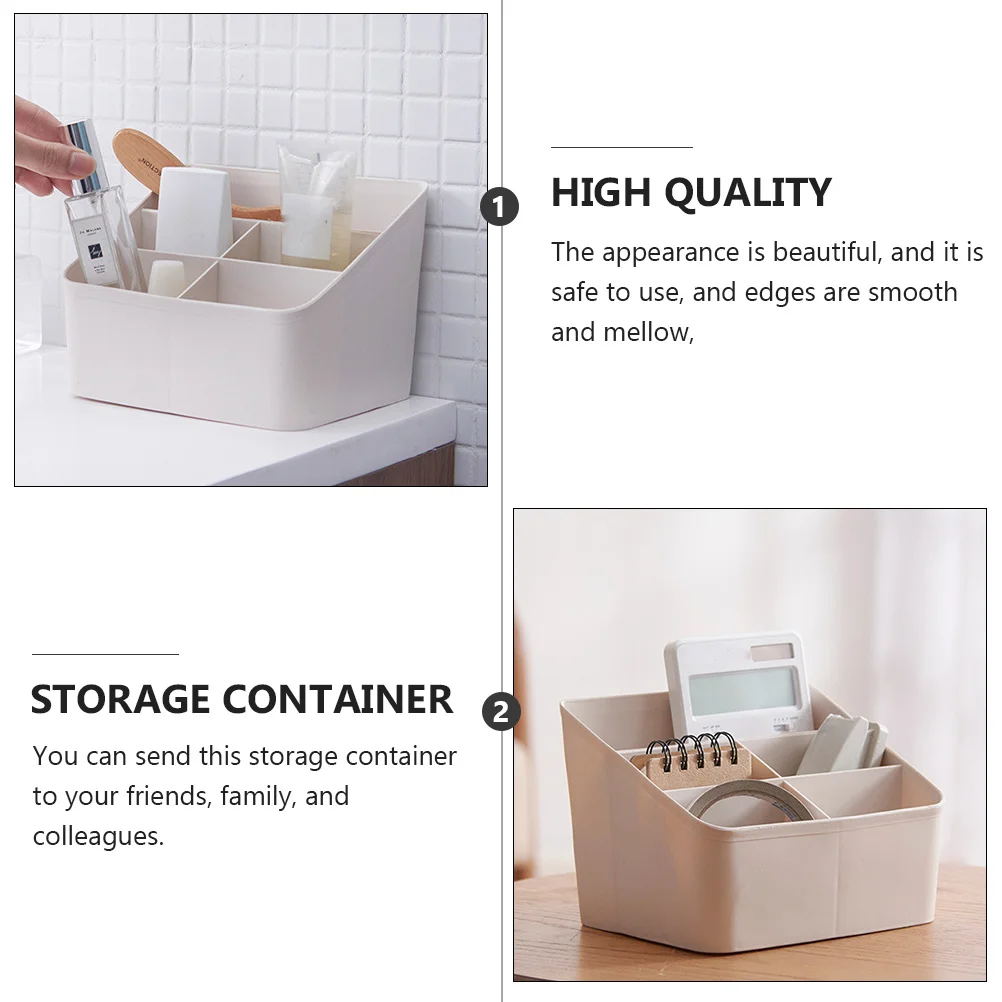 Five Grid Storage Rack Remote-controller Organizer Office Supplies Holder Stationery Desktop Plastic Makeup