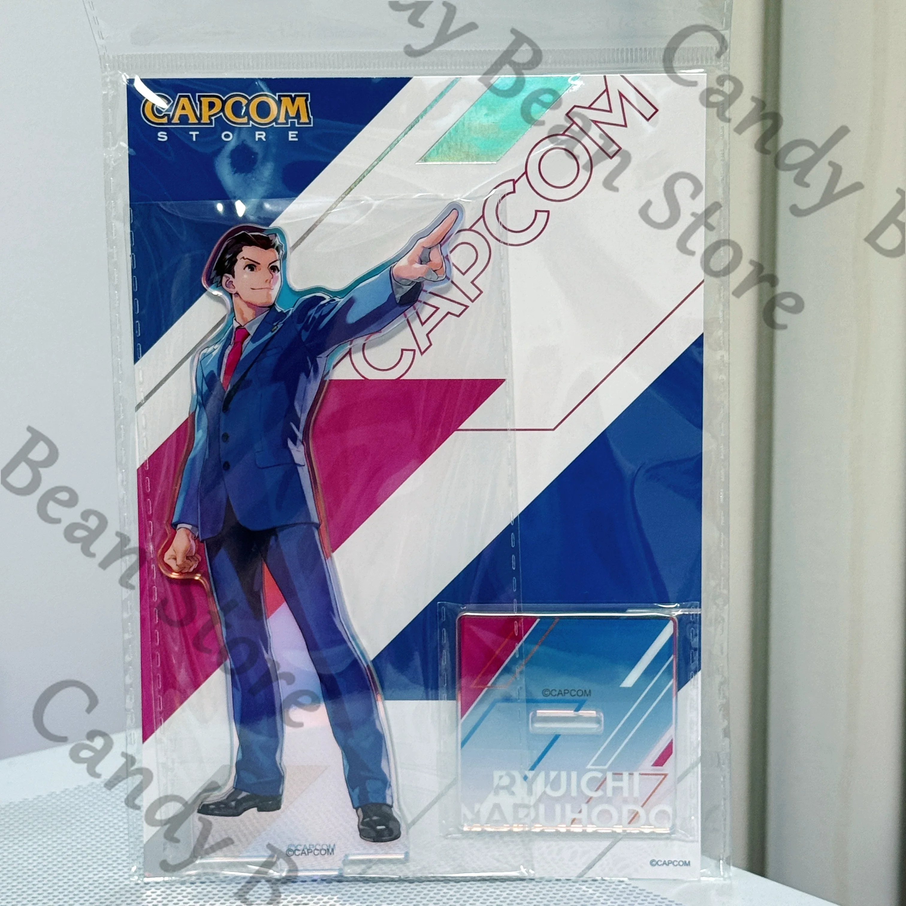 Figurine de présentation en acrylique authentique Ace Attorney Anime Phoenix Wright, support de figurine, badge laser de dessin animé, emblème, broche, cadeau