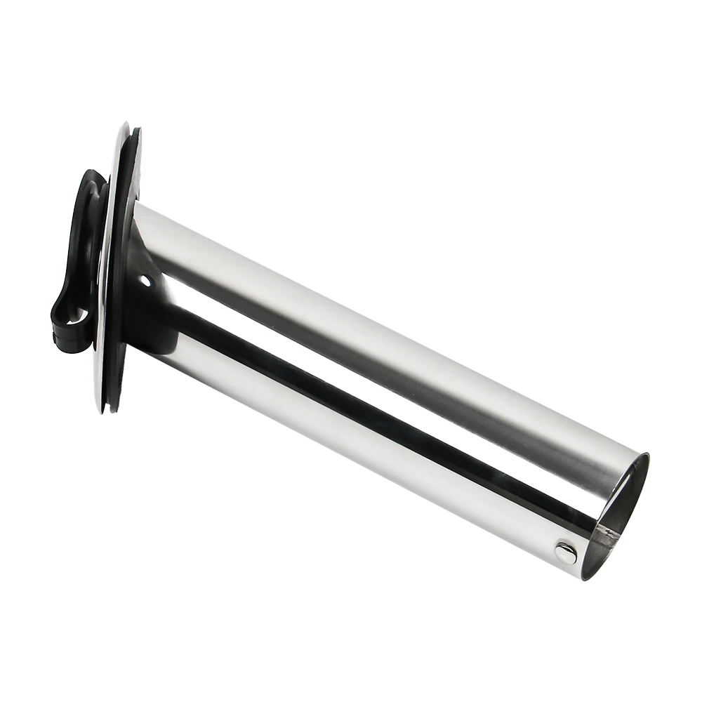 Boat Stainless Steel Fishing Rod Holder Rectangular Marine Flush Mount 15/30/90 Degree with PVC Cap Inner Tube Gasket