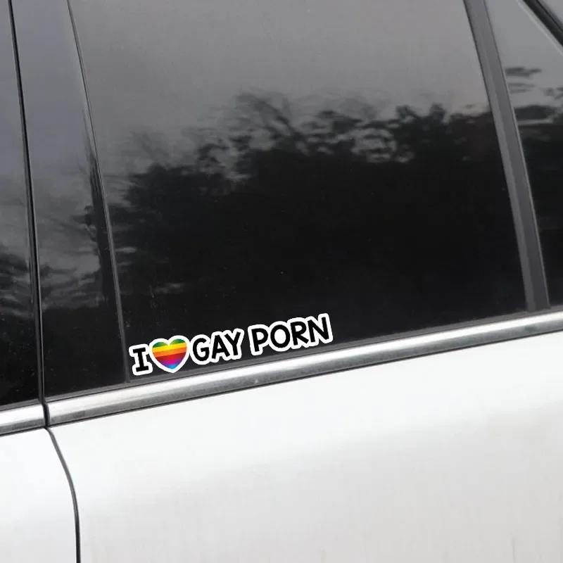 Rainbow Car Stickers Funny LGBT Driver Is Gay Waterproof Vinyl Decals Personality Auto Window Bumper Body Windshield Decoration