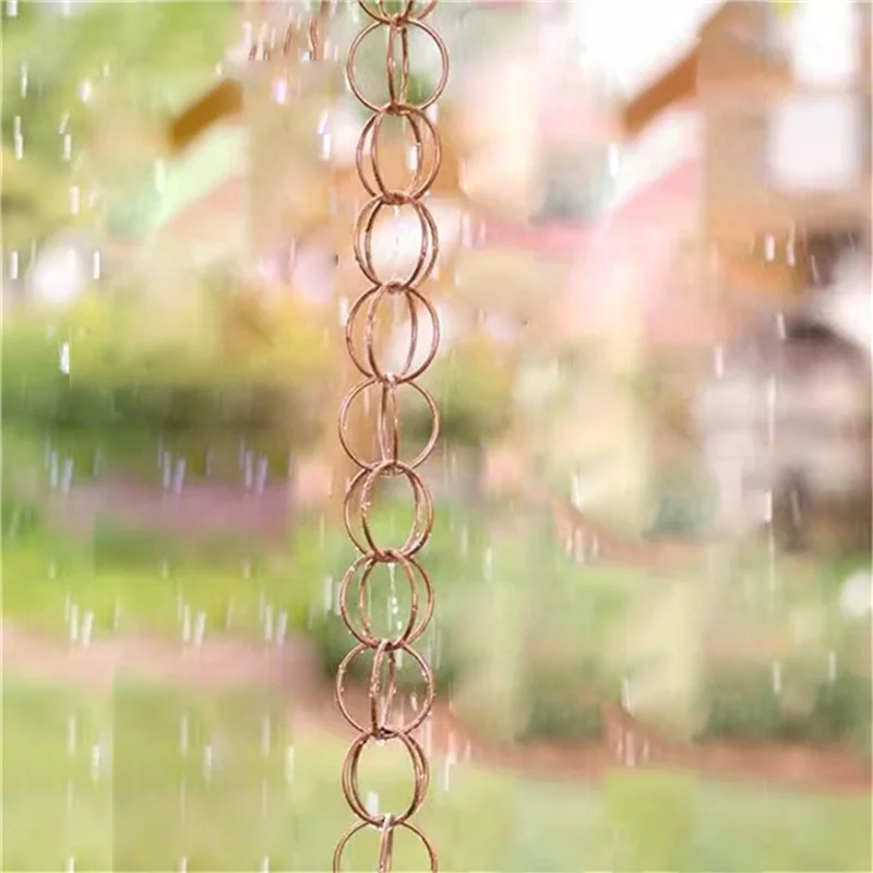 

ABKY-3X Steel Leaf Rain Chain, Garden Gift For Mom, Gutters, Rain Catcher For Downspout With Adapter, Thick Flower Cups C