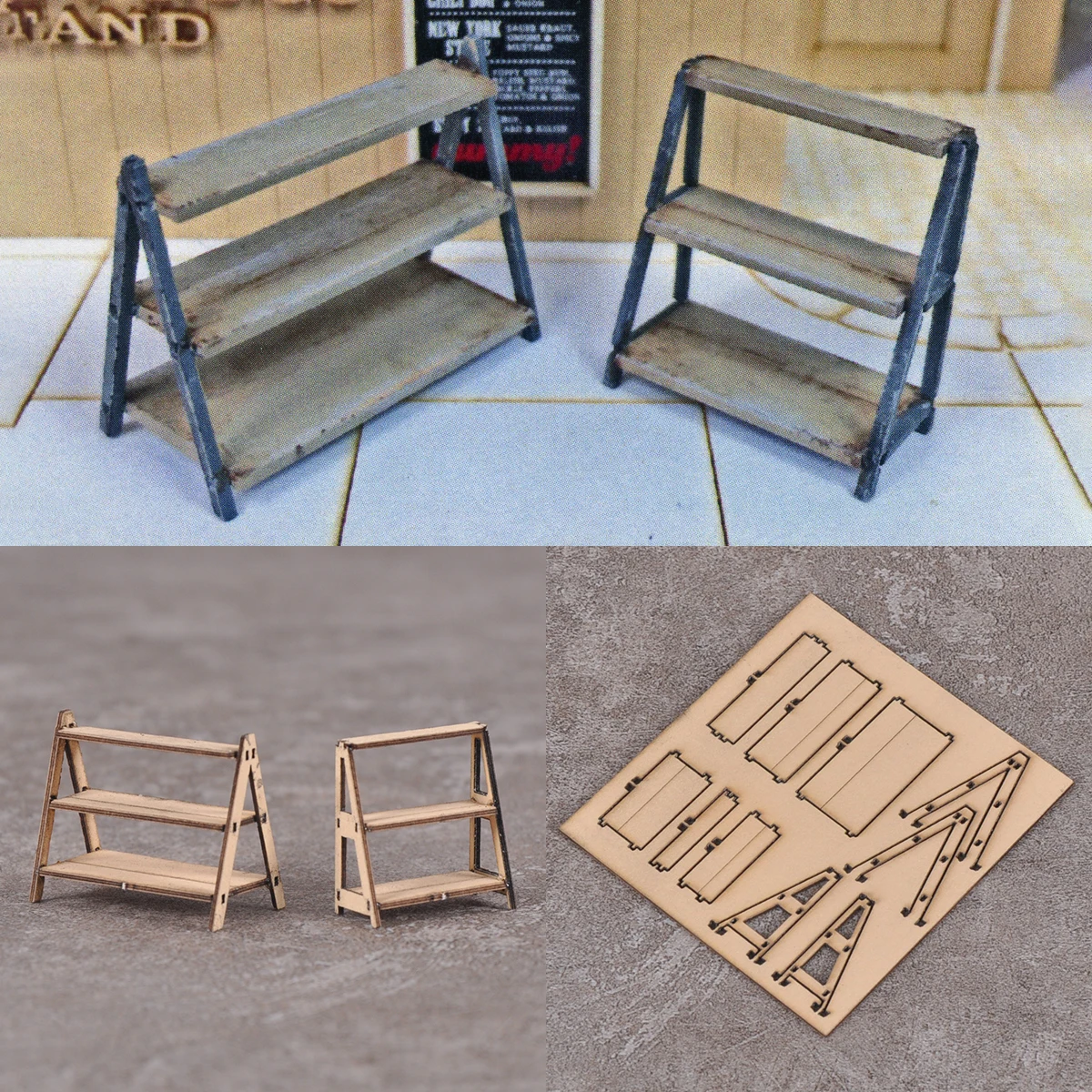 

1:32 1/35 sand table diorama Scale model kit building material shelf goods shelves Storage rack shelve shelving storage she