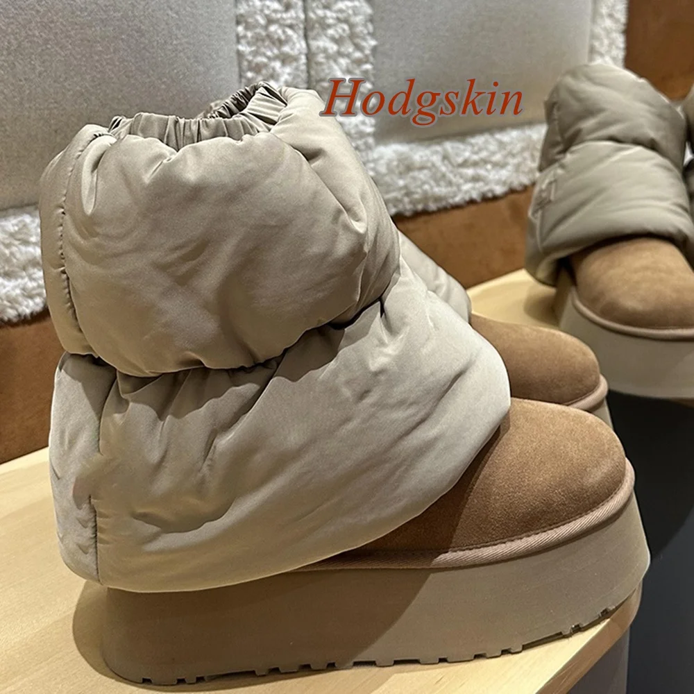 Warm Slip On Solid Women Boots Round Toe Mid Calf Chunky High Heel Boots Fashion Casual 2025 Newest Autumn/winter Snow Boots