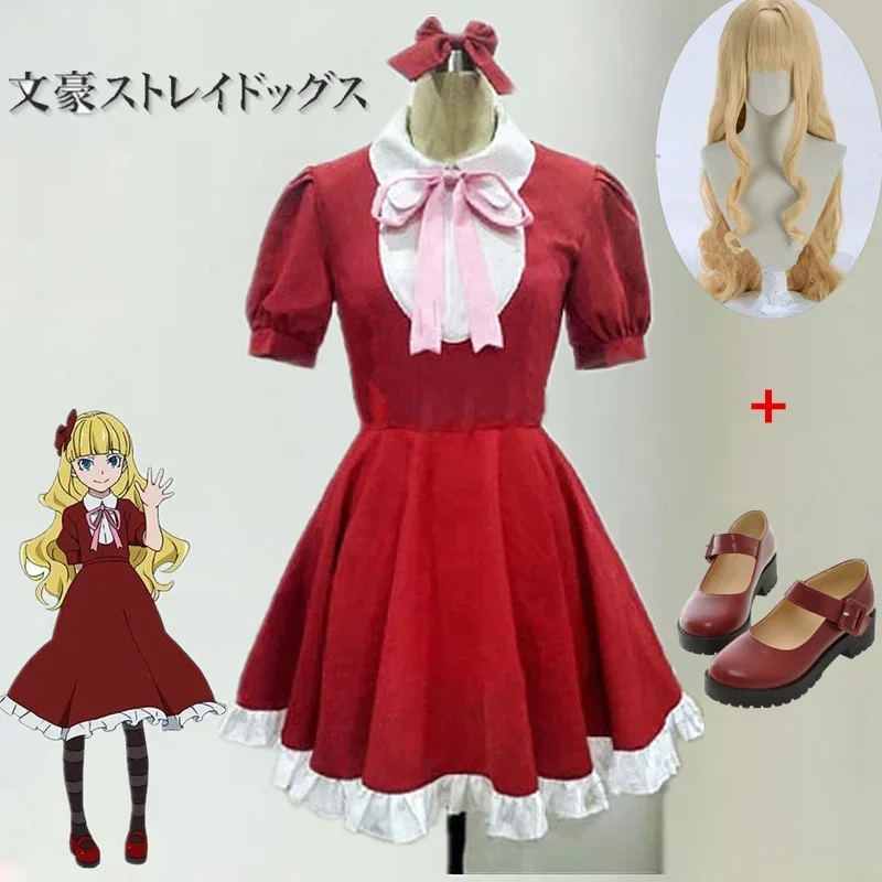 Bungou Bungo Stray Dogs Port Mafia Ogai Mori's manifestation Elise Outfit Dress Clothing Anime Manga Cosplay Costume&wigs &shoes