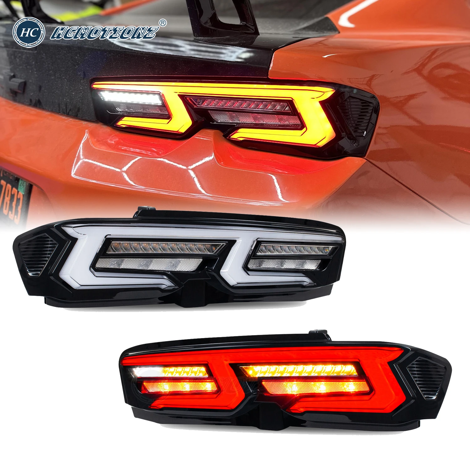 

HCMOTIONZ LED Tail Lights for Chevrolet Camaro 2019-2023 DRL Animation Sequential White Rear Lamps Assembly Accessories