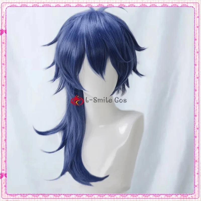 xiaoxiao DRB Hypnosis MIC Dice Arisugawa Pelucas largas azules de pelo sintético resistente al calor para disfraz de cosplay + gorro para peluca