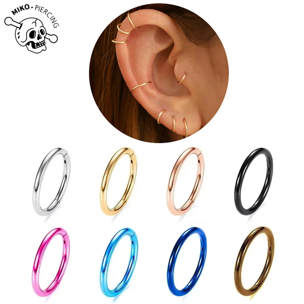 Image of G23 Titan Nasenpiercing F136 Anodisiert Implantatqualität 16G 18G 20G Clicker Diaphragm Tragus Piercing Körperschmuck Großhandel
