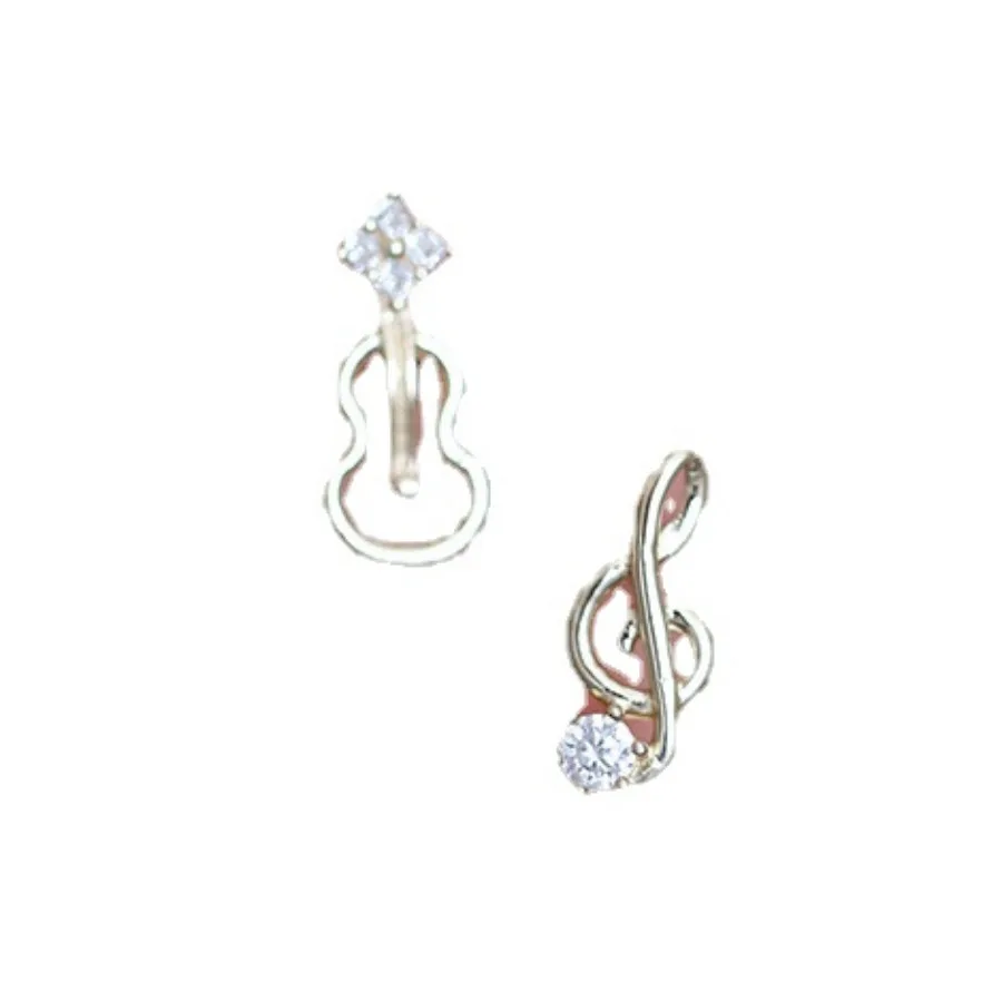 925 Sterling Silver Musical Note Violin Stud Earrings for Girls Trend 2023 Hollow Out Mini Korean Earring Lady Piercing Jewelry