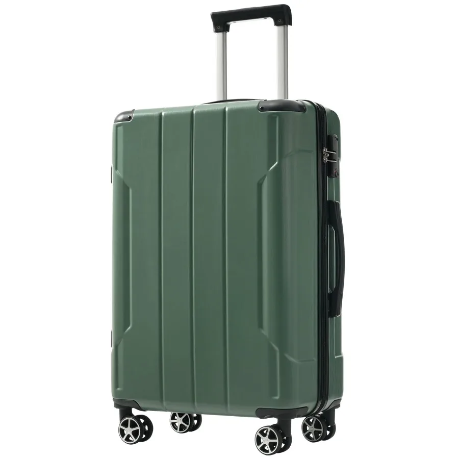 

24 Inch Carry on Luggage 65L Capacity Suitcase with Wheels and TSA Lock ABS+PC Lightweight Checked Luggage for Travel Trip Gree
