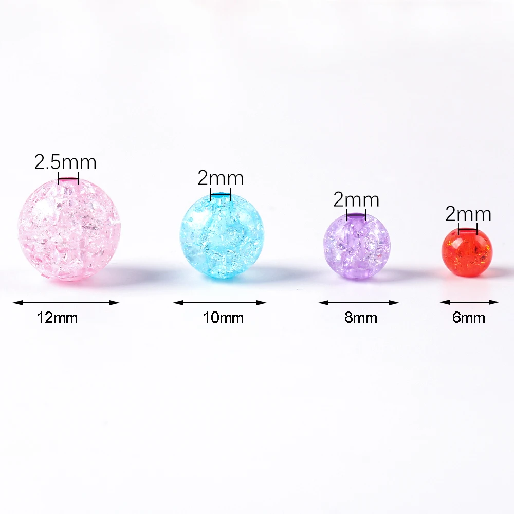 6-12mm Transparent Cracked Crystal Acrylic Beads Round Loose Spacer Bead for Jewelry Making Charm Beads DIY Bracelet Necklace