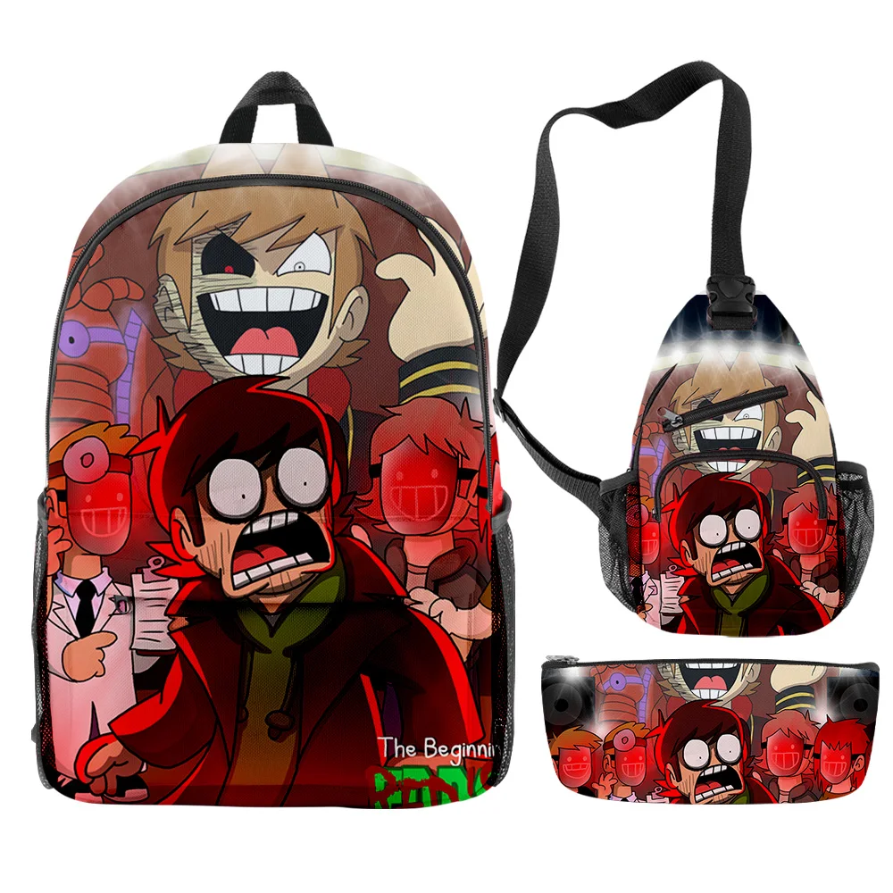 Popular Fashion Funny eddsworld 3D Print 3pcs/Set pupil School Bags Trendy Travel Laptop Backpack Chest Bag Pencil Case