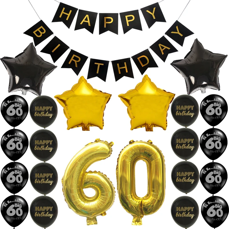 1 Set 30. 40. 50. 60. Geburtstags-Papierbanner Latexballons Happy Birthday DIY Erwachsenen-Geburtstags-Heimparty Jubiläums-Dekorationszubehör – Detail 5