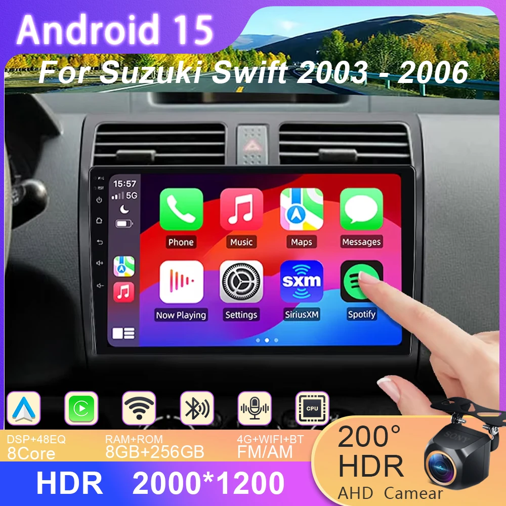

Android 15 Car Radio For Suzuki Swift 2003 - 2006 2007 2008 2009 2010 Multimedia Player Stereo Carplay AUTO Head Unit WIFI 4G BT