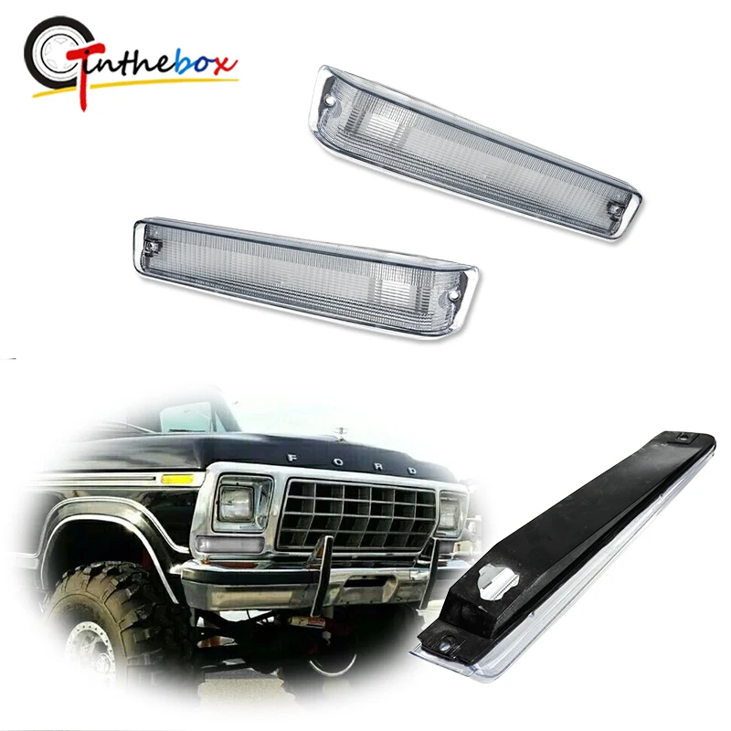 Gtinthebox Car Front Bumper Parking Turn Signal Light Housing Shells For 1973-1979 Ford F-150 Trucks & For 1978-1979 Ford Bronco