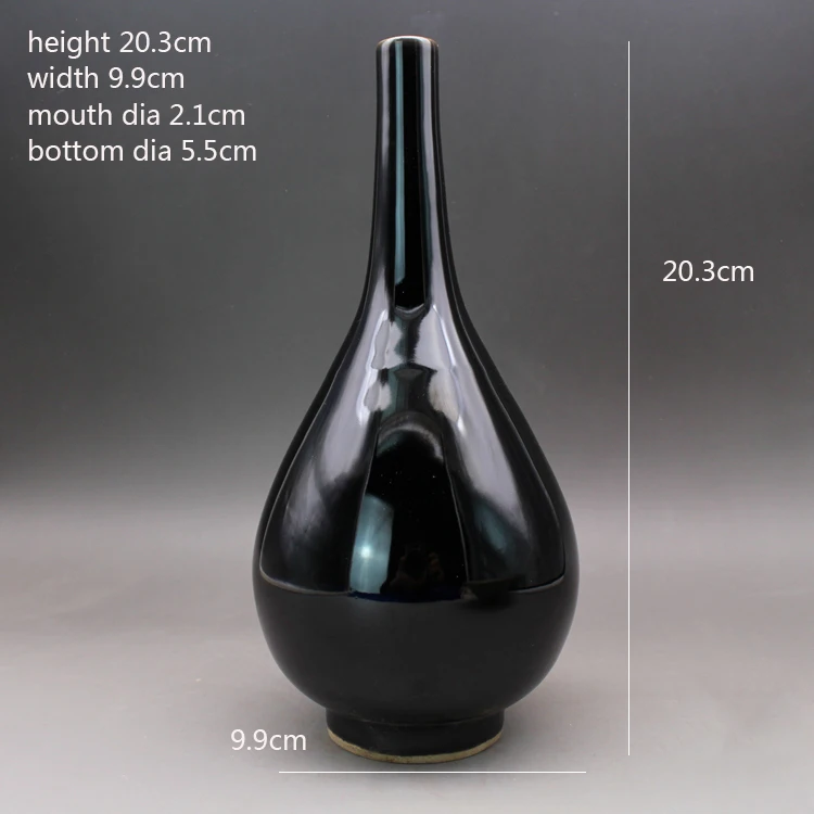 Qing Yongzheng Year Mark Mirror Black Glaze Gall Vase Jingdezhen Antique Ceramic Vase Collection Boutique