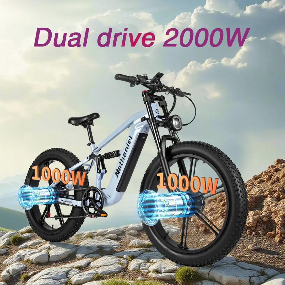 Nathaniel SYR09 Dual Motor 2000W Electric Bike 48V 40Ah Mountain E-Bike 26*4.0 Fat Tire All Terrains Off-Road Electric Bicycle image 15