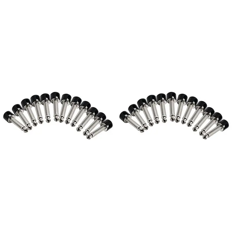 

AEF6-24Pcs DIY Аудио-разъемы 6.35 мм моно, без пайки, для гитарных эффектов, хромированные, черные