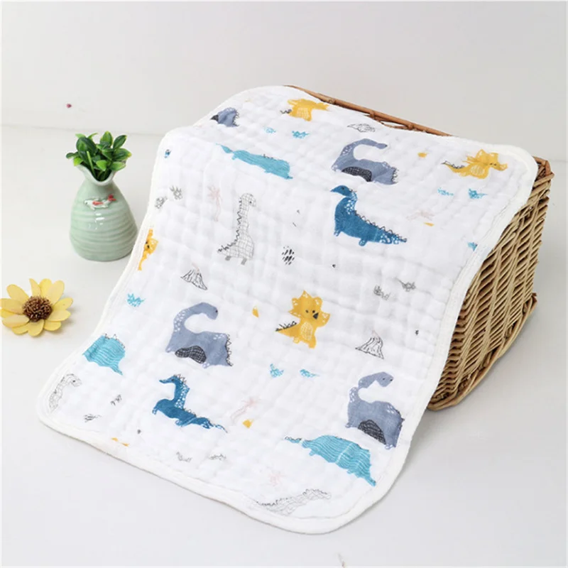 3 Pieces / Lot Wasoyoli Colorful Printed Burp Cloths 30*50CM With Hanging 100% Muslin Cotton 6 Layers Handkerchief Soft Towel