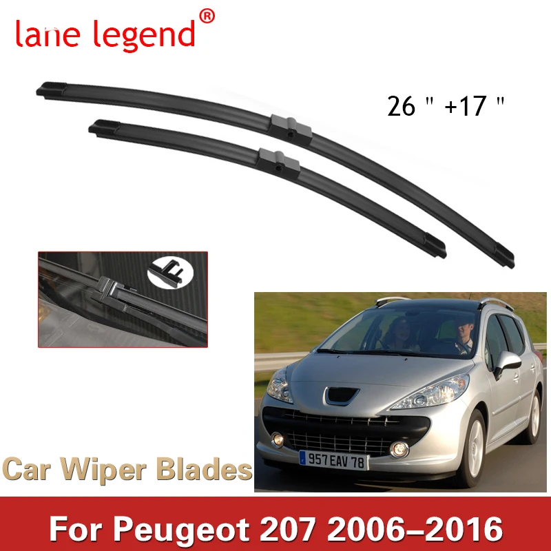 

Wiper & LHD Front Wiper Blades For Peugeot 207 207CC 207SW CC SW 2006-2016 Windshield Windscreen Front Window 26"+17"