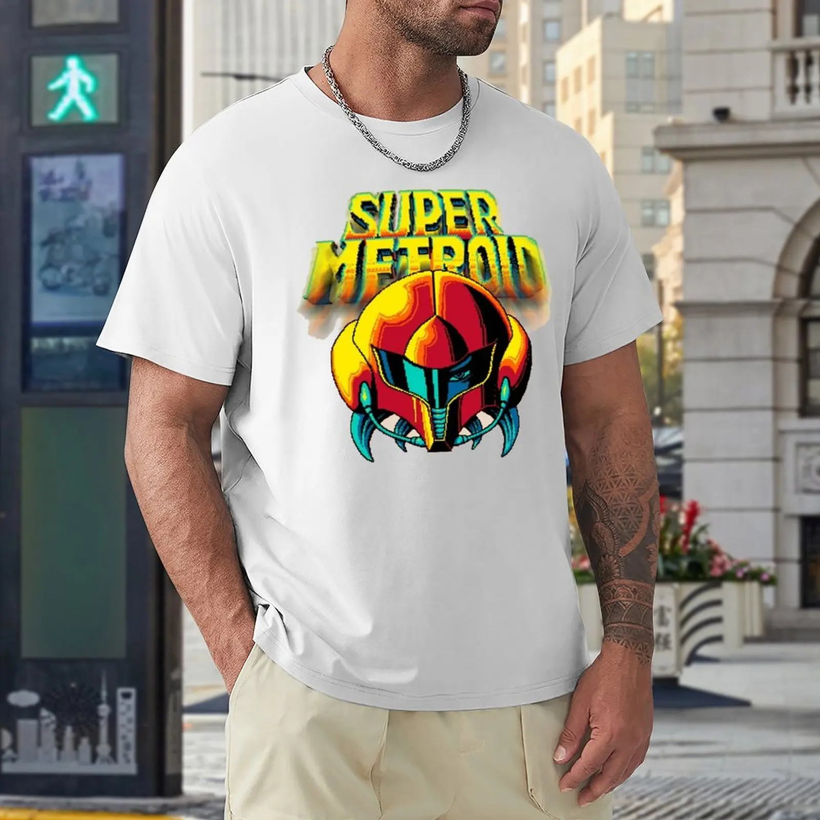 Metroidss Dread Retro Samus Graphic Classic Tees Classic T-shirt Round Neck Campaign  Polyester Fitness Eur Size