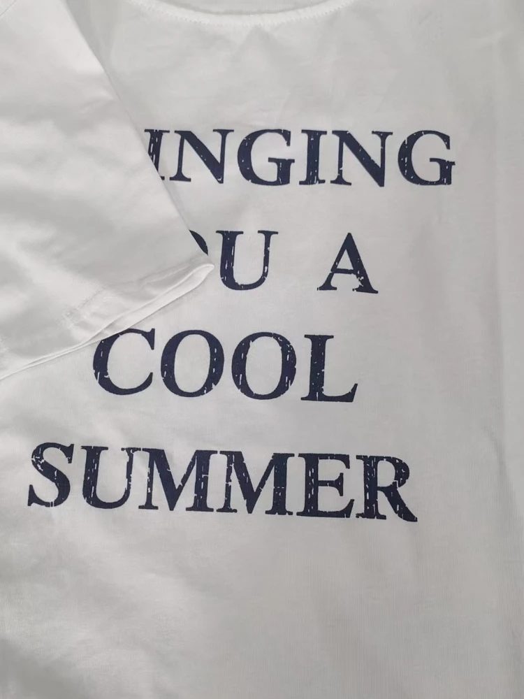 한국어 편지 인쇄 T 셔츠 O 넥 반팔 티 여성 여름 미국 루즈 캐주얼 하라주쿠 패션 오버 사이즈 탑 다목적