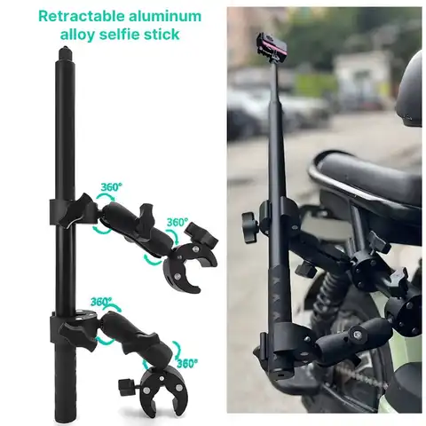 Double Head Clamp Kit For Insta360 One X2 X3 Motorcycle Bicycle Double Clip Bracket for GoPro 11 10 9 Action Camera Accessories