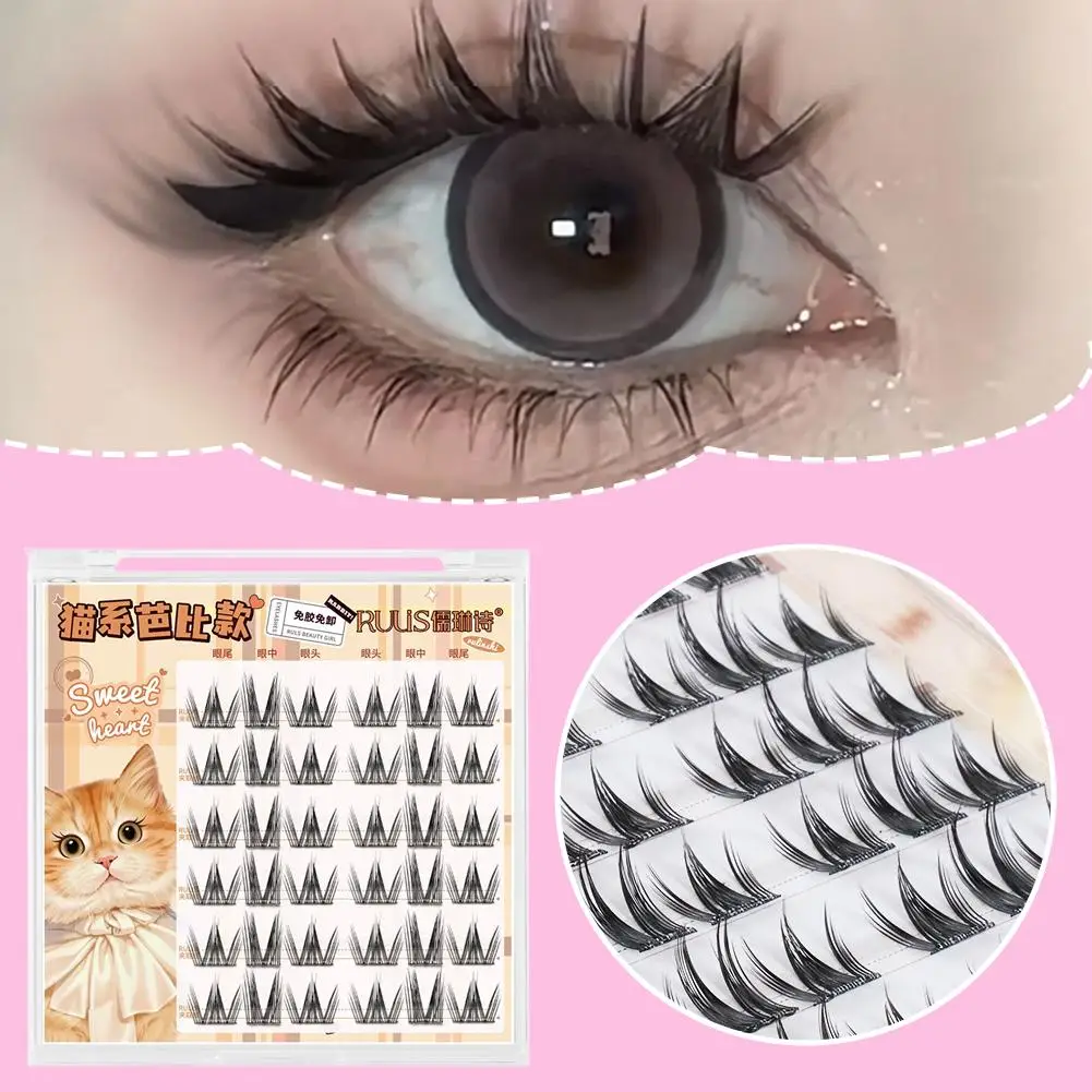 Extensiones de pestañas postizas sin pegamento, pestañas en racimo, extensión de pegamento de pestañas reutilizable, pestañas temáticas de diseño libre falso Animal S L0w5