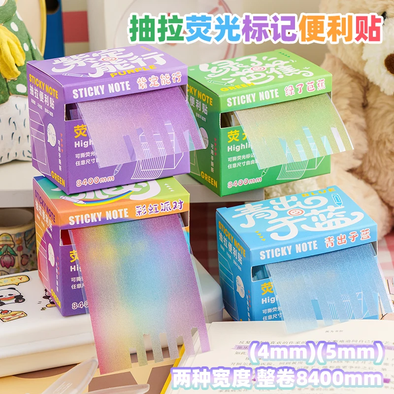 Notas adhesivas fluorescentes extraíbles con pestañas adhesivas y diseño degradado