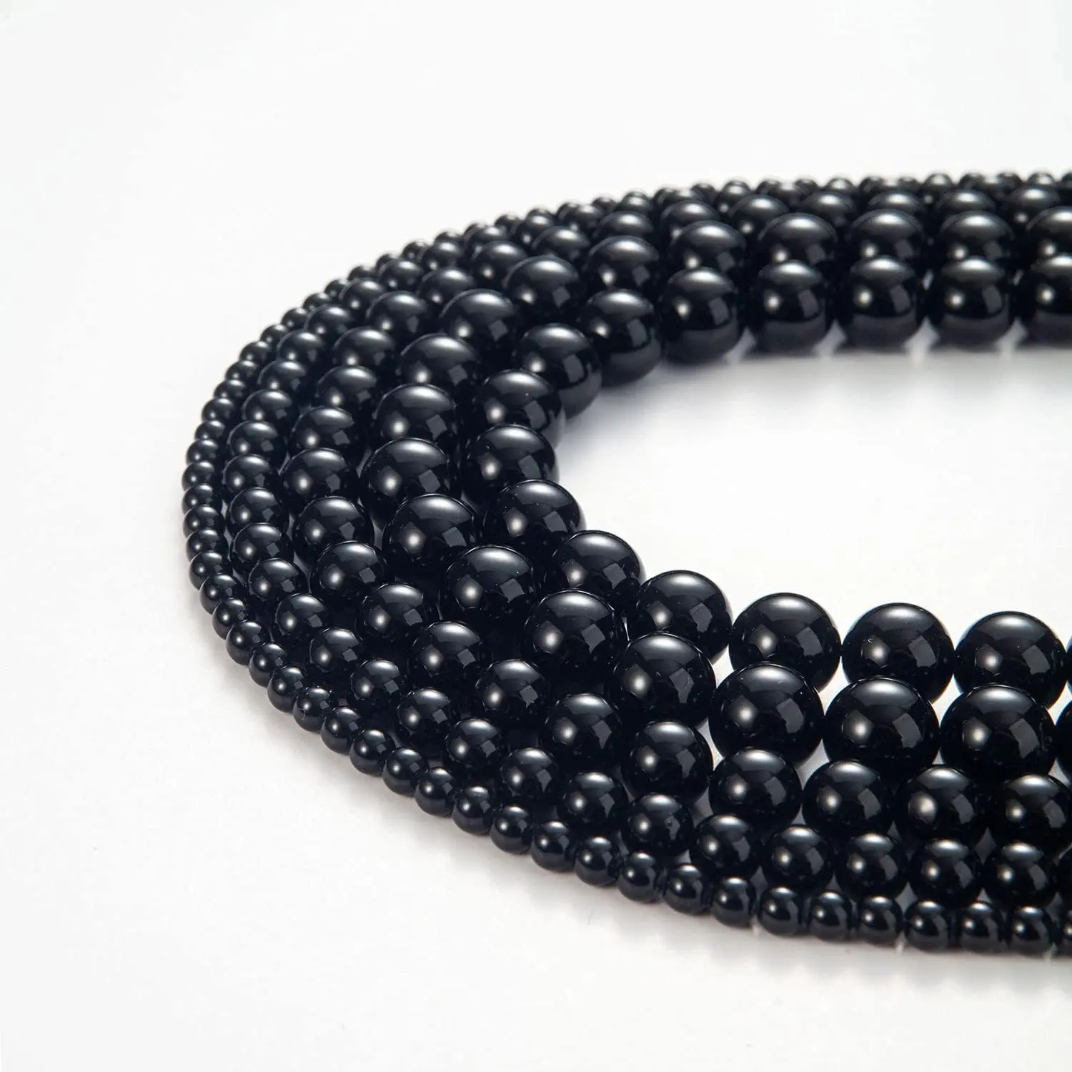 Natural Stone Beads 4/6/8/10mm Black Oynx Round Gemstone Loose Elastic Bracelet String for Bracelets Necklace Jewelry Making