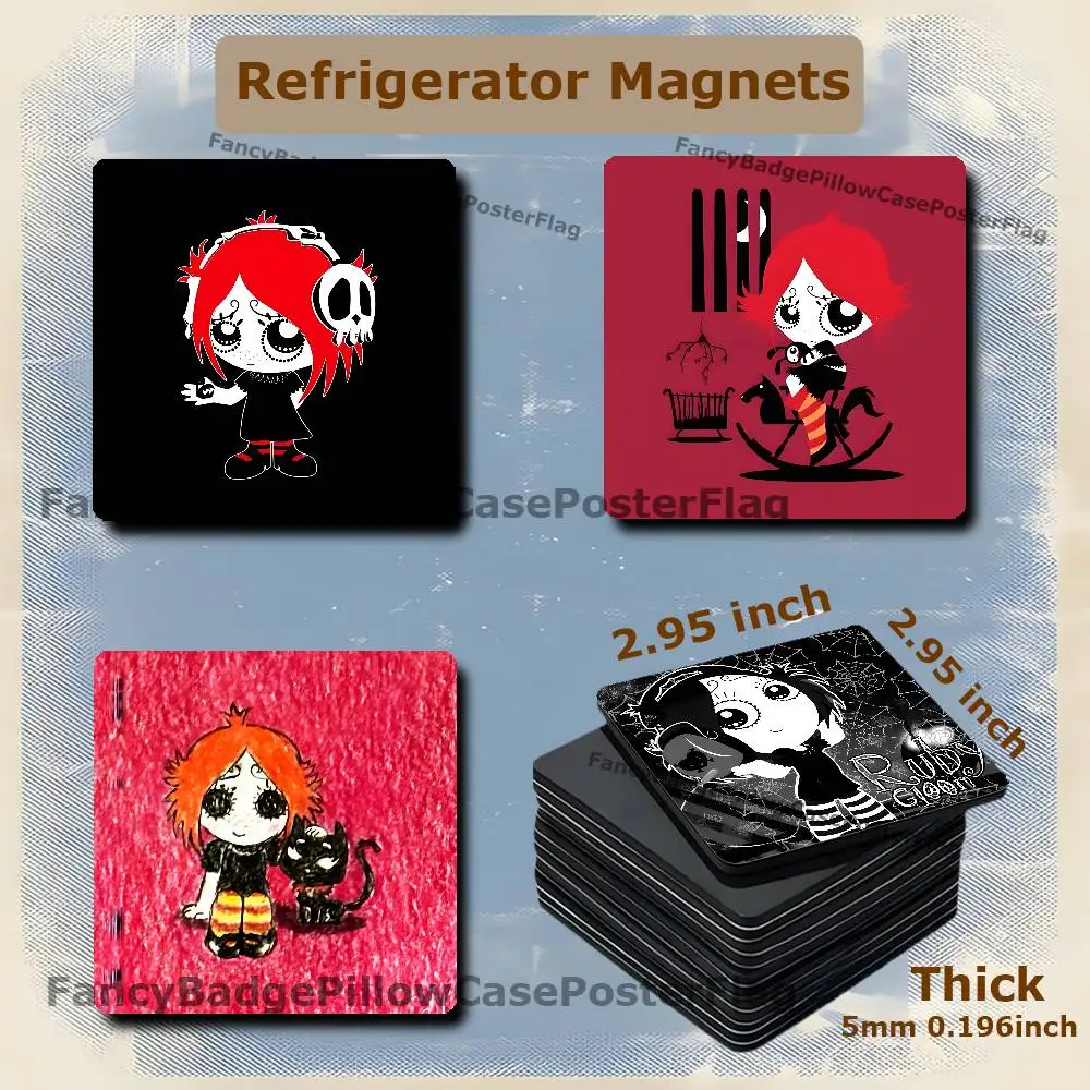 Imán para Refrigerador R-Ruby Gloom Gothic de 75 mm, Estilo Ins, Decoración para el Hogar, Regalo Personalizado Creativo