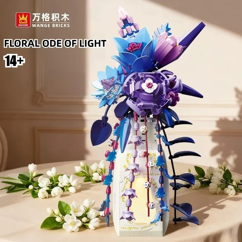 

803 шт. креативные цветочные строительные блоки ODE OF LIGHT, могут освещать, строительные кирпичи, игрушка, украшение для рабочего стола, детская игрушка для девочек, подарок