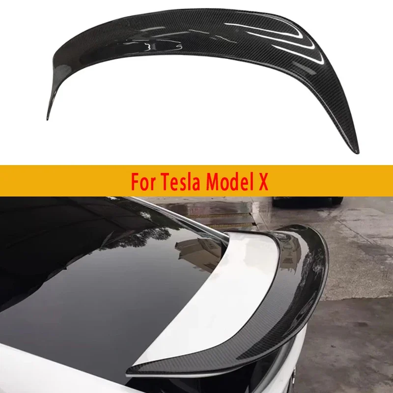 For Tesla Model X Carbon Fiber Tail fins Rear Trunk Spoiler Guide Wing Rear Wing Diverter Car Accessories Body Kit