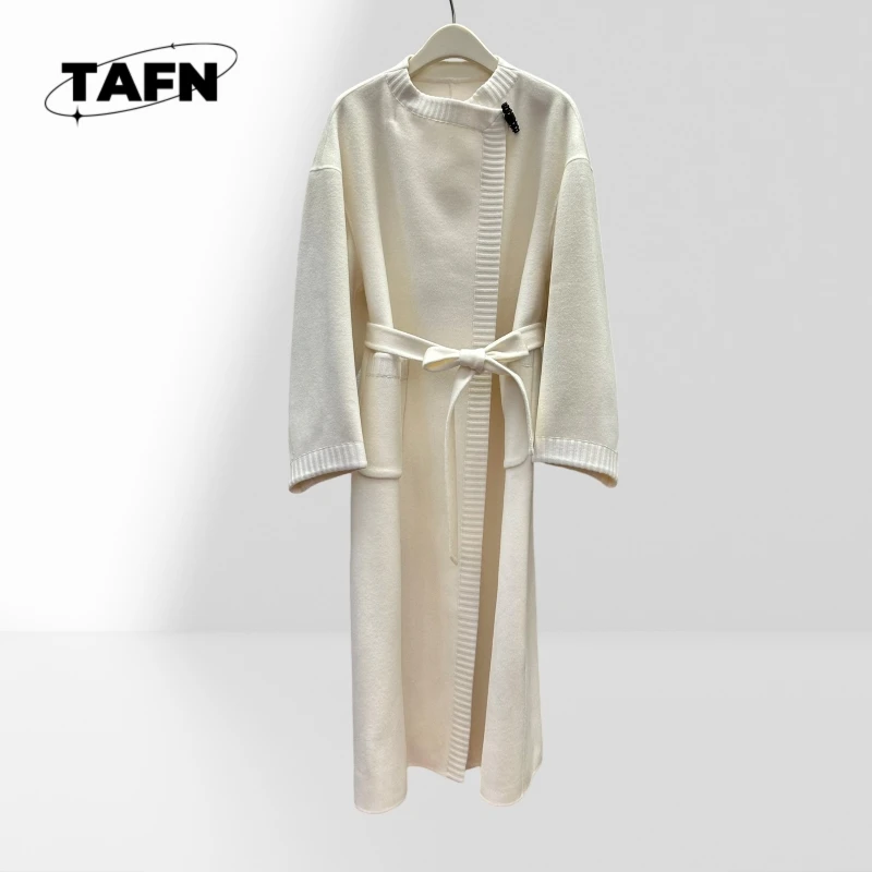 

Popular European and American Style High-End Wool Warm Banquet Luxury High-End Trench Coat Trendy All-Match FashionA25266